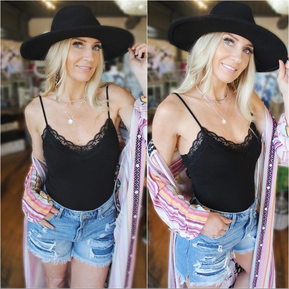 The Missing Piece Ribbed Cami Bodysuit-Black - Picture 2 of 2